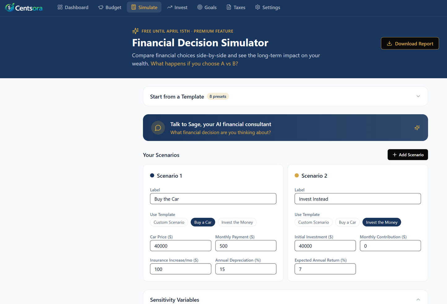 Centsora Financial Budget and Wealth App