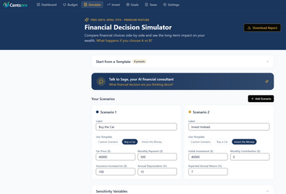 Centsora Financial Budget and Wealth App